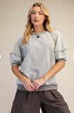 S/S Mineral Wash Top Boho Grey