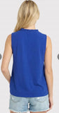 Sleeveless Ruffle Neck/ V Neck Royal