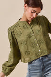 Embroidered Woven Shirt Olive