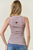 Cutout Rib Tank Top Heather Brown