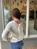 Drop Shoulder Back Bow Detail Sweater Cream