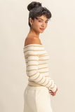 Folded Off Shoulder Stripe Top