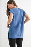 Chunky Waffle Mineral Wash Tee Blue