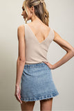 Stone Washed Wrap Mini Skirt Denim