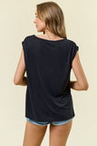Modal Jersey Shirred Muscle Tank Blk