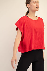 Slub Open Back Tee Red