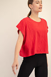 Slub Open Back Tee Red