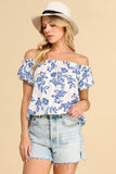 Blue Floral Printed Top