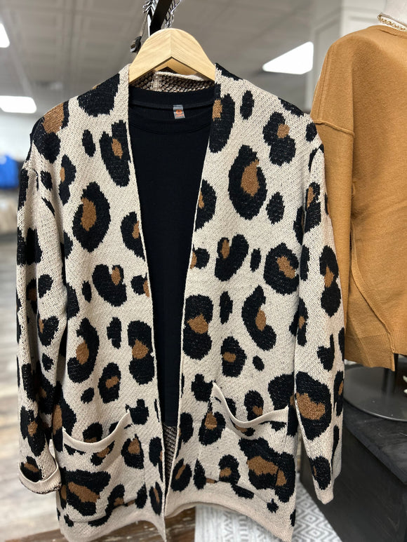 Patch Pocket Leopard Cardigan