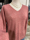 Vneck L/S Lightweight Marled Sweater