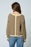 Stripe Sweater Back Button Detail Yellow