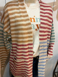Multi Stripe L/S Cardigan Sweater