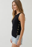 Boatneck Asymmetrical Side Button Tank