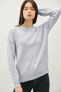 Drop Shoulder Loose Fit Rib Sweater Baby Blue