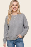 L/S Top w/ Floral Elbow Patch H. Grey