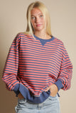 Oversized Navy/Coral Stripe Sweatshirt