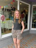 Leopard Print Gauze Shorts