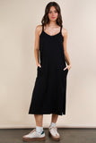 Cotton Active Midi Dress w/ Built in Bra Blk