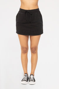 Cotton Blend Mini Skort Blk