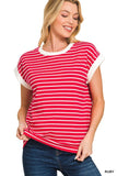 Contrast Trim Cap Slv Ruby