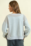 Brushed Mixed Media Vneck Sweatshirt