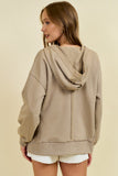 Reverse Fabric Detail 1/2 Zip Hoodie Sand