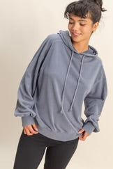 Mineral Washed Hoodie Navy