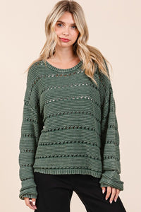 Pointelle Pattern Sweater Mineral Wash Forest