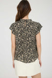 Floral Lace Yoke Blouse Blk