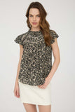 Floral Lace Yoke Blouse Blk