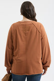 Plus Exposed Seam Relaxed L/S Top Rust