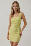 Lime Square Neck Modal Cutout Dress