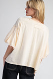 Mineral Washed Puff Sleeve Top