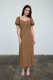 Polka Dot Sweetheart Puff Slv Midi Dress