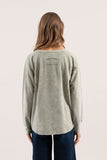 Washed Henley Raglan L/S Olive