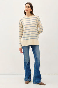 Lightweight Oversize Stripe SweaterVintage Blue