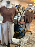 Gauze Stripe Wide Leg Pants