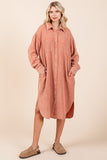 Mineral Wash Gauze Shirt Dress