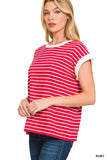 Contrast Trim Cap Slv Ruby