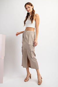 Satin Cargo Midi Skirt Coco