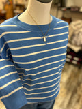 Stripe Crew Neck Pullover Indigo