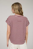 Stripe Texture Knit Top Burgundy