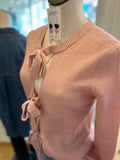 Front Bow Detail Knit Cardigan Pink