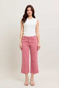 Kylie HW Wide Crop Denim Rose