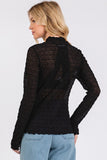 Lace Mock Neck L/S Top Blk