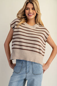 Striped Cap Sleeve Sweater