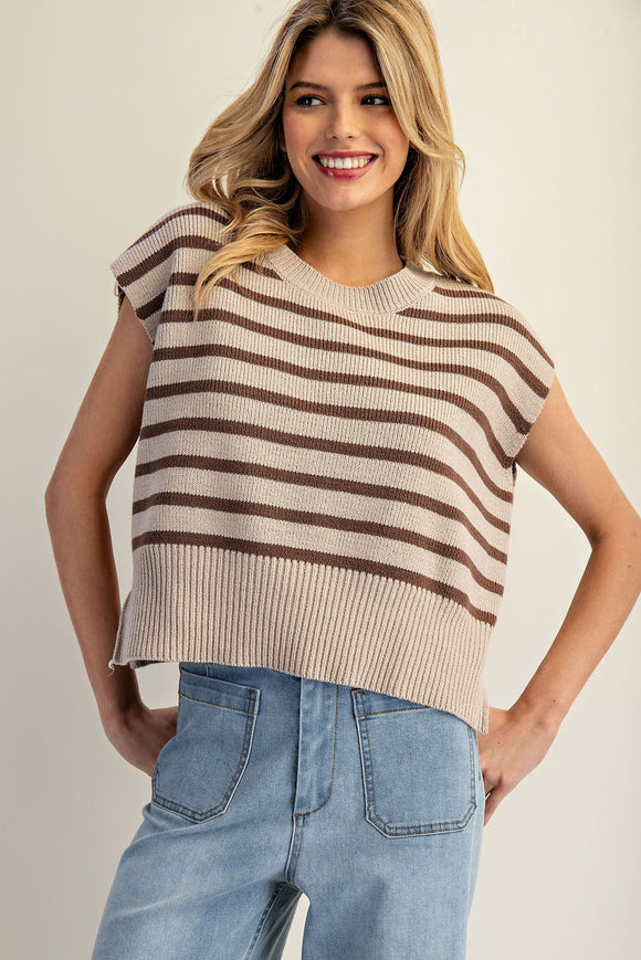 Striped Cap Sleeve Sweater