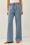 Knit Denim Wide Leg Pant