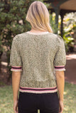 Stripe Band Detail Floral Eyelet Top Olive