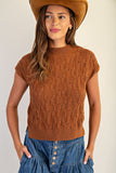 Cable Knit Mock Sweater Cinnamon